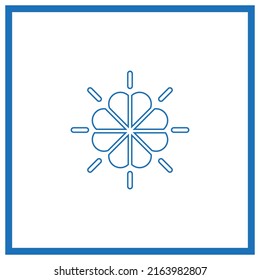 Vector drawing flower, contour color blue flat style