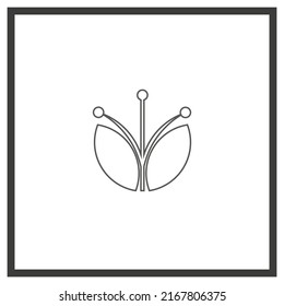 Vector drawing flower, contour color black  flat style