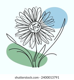 Vector drawing flower of daisy, Chamomile Silhouette