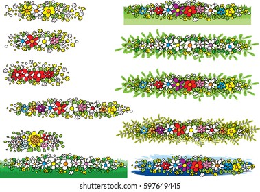 vector drawing flower design set