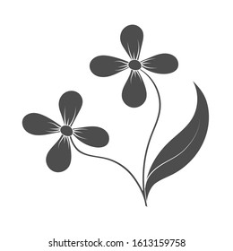 Vector drawing of a flower in Doodle style for postcards, posters, stickers, and seasonal design. Isolated on a white background. Filled silhouette
