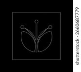 Vector drawing flower, dotted line color white  flat style