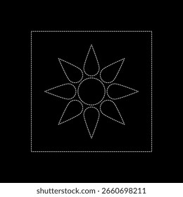Vector drawing flower,  dotted line color white flat style