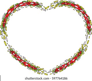 vector drawing flower with heart shape border