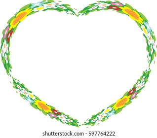 Vector Drawing Flower Heart Shape Border Stock Vector (Royalty Free ...