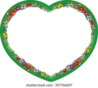 Vector Drawing Flower Heart Shape Border Stock Vector (Royalty Free ...