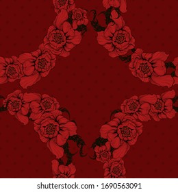Vector drawing. Flower with leaves on a black background. The drawing is black and white. Use printed materials, signs, objects, sites, maps.