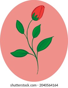 Vector drawing of a flower with leaves. For printing on fabric.
