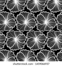 vector drawing flower, line and brush art, black and white flower, use for printing and wedding card