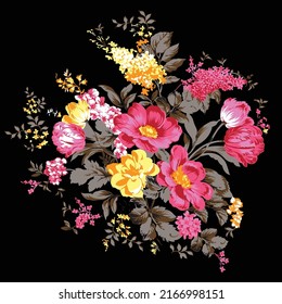 vector drawing flower motif illustration textile printing design