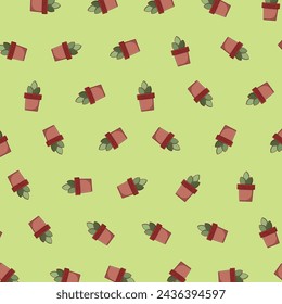 Vector drawing of a Flower Pot pattern isolated on a white background accompanied by an illustration