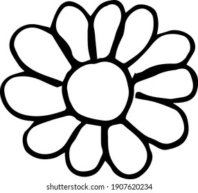 Dibujo vectorial de una flor. Una flor con un centro redondo y pétalos.