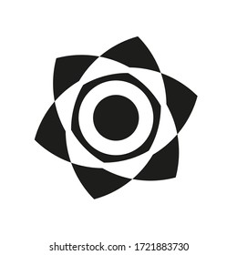 Vector drawing flower shaped hexagon, silhouette color black flat style
