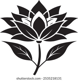 Desenho vetorial de uma silhueta de flor contra um fundo branco