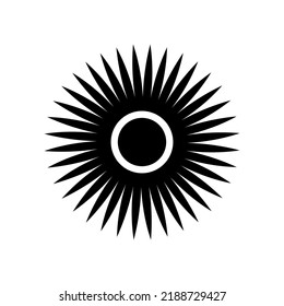 Flor de dibujo vectorial, color de la silueta negro de estilo plano