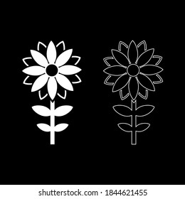 Color del icono de la silueta de flores estilo plano blanco