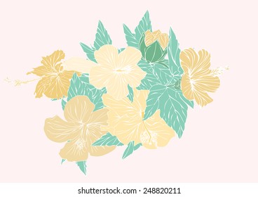 Vector drawing flowers for background and text