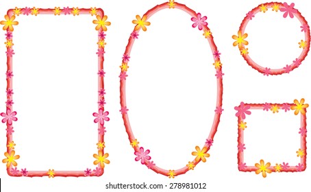 vector drawing flowers with border