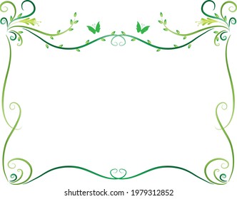 vector drawing flowers and butterfly border frame background