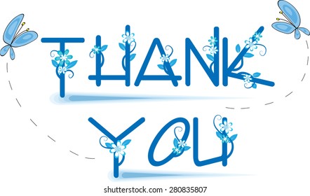 vector drawing flowers with letter thank you