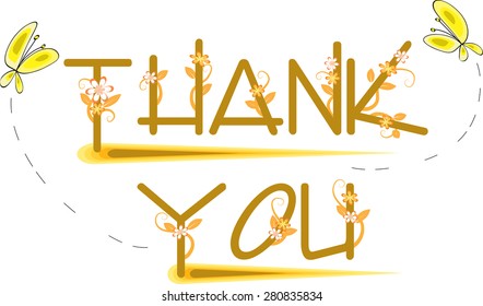 vector drawing flowers with letter thank you