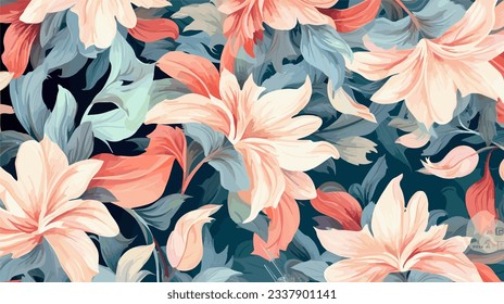 vector drawing flowers pastel colors