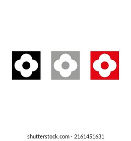 Vector drawing of flowers in squares, color black gray red