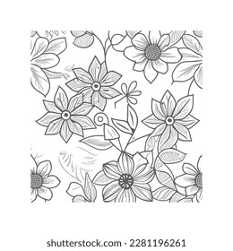 Flores de dibujo vectoriales, diseño estilizado, elementos florales aislados, ilustración a mano, página de coloreado Uso de niños y adultos, tarjeta de invitación.