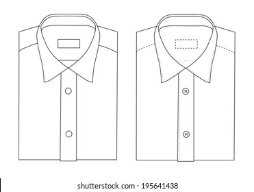 Vector Drawing Of Folded Shirt Templates