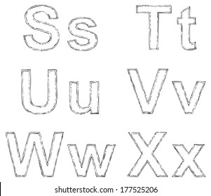 Vector Drawing Font Isolated On White Stock Vector (royalty Free 