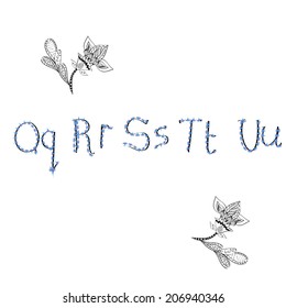 Vector drawing font isolated on white background.