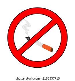 Vector drawing is forbidden to smoke. The style is flat, cartoon. Postcard design, banner, icon, badge
