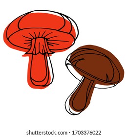 
Vector drawing of forest mushrooms. Nature. Sketch, illustration. Decorative
