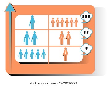 vector drawing in the form of a diagram depicting metaphorical demand and supply for the presentation design