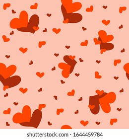 Vector drawing frames for text from red hearts in flat style. Greeting card, congratulation on Valentine's Day, February 14.