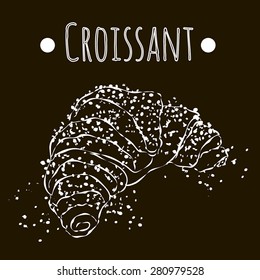 vector drawing fresh and crispy croissant black and white