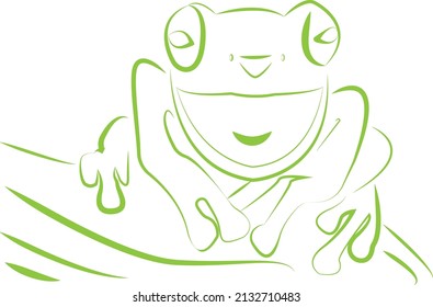 vector drawing of frog sketch with green lines