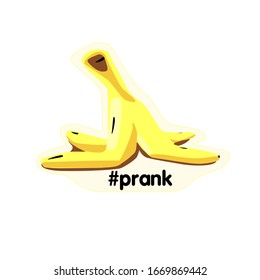 Vector drawing of a fruit. Banana peel. Prank, a joke.