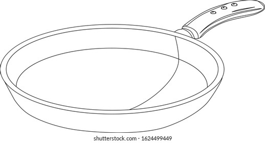 Vector drawing, frying pan, isolated, white background, outline drawing, illustration
