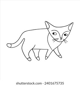 dibujo vectorial de un gato negro gracioso. Retrato de un animal de fondo blanco