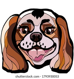 Vector drawing of a funny cute dog with kind faithful beautiful eyes of bright color