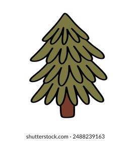 Vector drawing of a funny decorative spruce. Cute baby illustration isolated on white background
