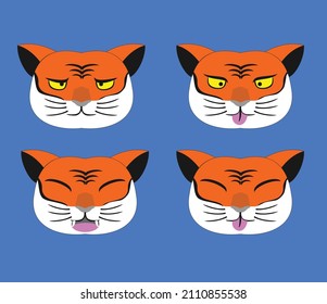 imagen de tigre de cara divertida de dibujo vectorial