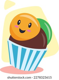 Dibujo de vectores. Gracioso helado kawaii