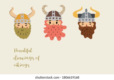 Vector drawing. Funny image of a Viking. Decorative image for children. 