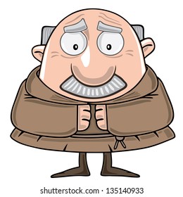 Vector drawing of funny monk character