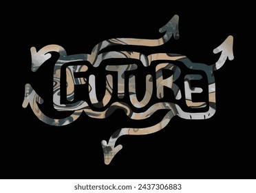 Vector drawing of the future in graffiti style street art drawing on the wall vector text on a transparent background design element