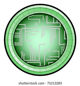 Vector drawing futuristic circular chip