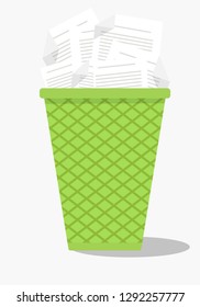 Vector drawing of garbage basket with junk waste white background