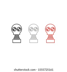 Vector drawing gas mask with one filters, color black gray red